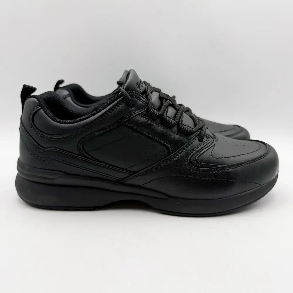 Propet Womens Lifewalker Sport Sneaker US 7.5 Wide EU 38 Black Leather NIB